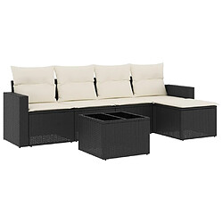 vidaXL Salon de jardin 6 pcs avec coussins noir résine tressée