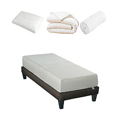 Olympe Literie Pack Sensitive Pack Prêt à dormir SENSITIVE 90x200 cm | Matelas Mémoire de forme + Sommier + Accessoires