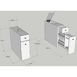 Avis Hanah Home Meuble de rangement WC Calencia blanc.