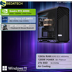 Sedatech Pack Workstation Pro • Intel Xeon-3465X • RTX A5000 • 128Go RAM • 2To SSD M.2 • Windows 11 Pro • Moniteur 28"