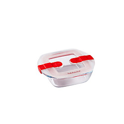 Pyrex PLAT CARRE 0L35 14*12CM AVEC COUVERCLE BOUTON VAPEUR COOK & HEAT