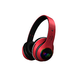 LUUCOZK Écouteurs sans fil pliables ST-L63 Bluetooth 5.0 Casque stéréo avec microphone et lumière LED-rouge