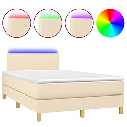 Maison Chic Lit adulte- Lit + matelas + LED,Sommier à lattes de lit matelas et LED crème 120x190 cm tissu -GKD22372