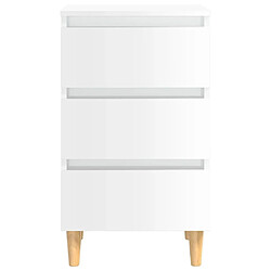 Avis Maison Chic Lot de 2 Tables de chevet,Table de nuit,Table d'appoint pour salon pieds en bois - Blanc brillant 40x35x69 cm -MN89881