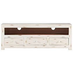 Maison Chic Meuble TV scandinave - Banc TV pour salon Bois massif d'acacia 110x30x40 cm Blanc -MN12382