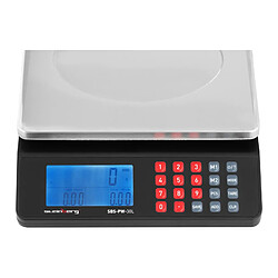 Helloshop26 Balance de contrôle légume marche balance poids-prix balance de magasin (30 kg / 1 g, Plateau de pesée : 215 x 175 mm, Écran LCD avec deux lignes) 14_0005578