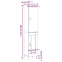 vidaXL Buffet haut Chêne marron 34,5x34x180 cm Bois d'ingénierie pas cher