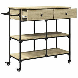 Maison Chic Desserte de cuisine | Chariot de cuisine | Meuble de rangement roulant chêne sonoma 105x42x95 cm bois d'ingénierie -GKD96790 pas cher