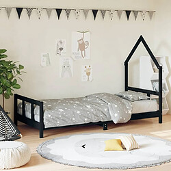 Maison Chic Lit simple Cadre de lit pour enfants,Lit d'Enfant Moderne noir 90x200 cm bois de pin massif -MN57972