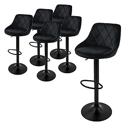 ML-Design Lot de 6 tabourets de bar Réglables en hauteur Pivotants Chaise de bar en velour