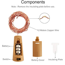 BESTA (12 pièces) bouteille lumière batterie, 2m 20 LED verre liège lumière fil de cuivre guirlandes lumineuses pour bouteille pour fête, jardin, Noël, Halloween, mariage, décoration d'éclairage extérieur / intérieur