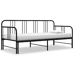 vidaXL Cadre de canapé-lit extensible sans matelas Noir Métal 90x200cm