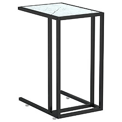 vidaXL Table d'appoint ordinateur Marbre blanc 50x35x65cm Verre trempé