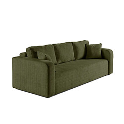 Bestmobilier Miro - canapé droit 3 places - convertible avec coffre - en velours texturé Miro - canapé droit 3 places - convertible avec coffre - en velours texturé - Vert Olive