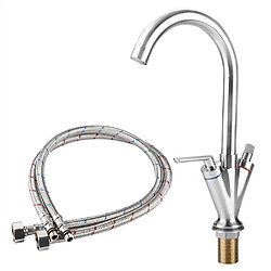 ComfortXL Robinet évier de cuisine avec finition nickel brossé, robinet d'eau froide et chaude 