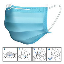 Ecd Germany 10x Masque facial jetable pour adultes à 3 couches protection du nez et bouche 10 Pièces Masque Facial Jetable avec 3 couches -Masque de Protection Bleu pour Adultes - avec Boucles d'Oreilles et Pince-nez - Masque de Protection Buccale et Nasale Jetable