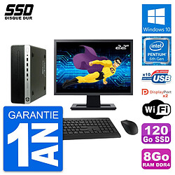 PC HP ProDesk 600 G3 SFF Ecran 22" G4400 RAM 8Go SSD 120Go Windows 10 Wifi - Occasion