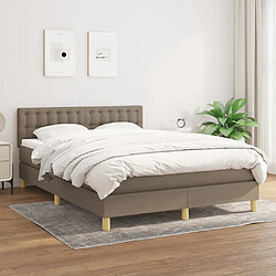 vidaXL Sommier à lattes de lit avec matelas Taupe 140x200 cm Tissu 