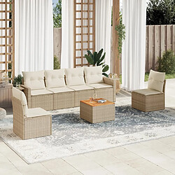 vidaXL Salon de jardin avec coussins 7 pcs beige résine tressée 