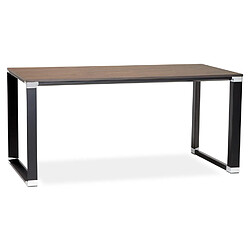 Alterego Bureau droit design 'XLINE' en bois finition Noyer et métal noir - 160x80 cm