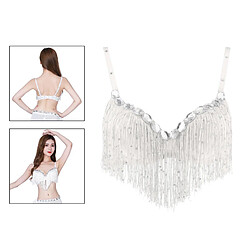 Acheter Soutien-gorge De Danse Du Ventre Sparkle Sequined Tassel Top Party Club Blanc