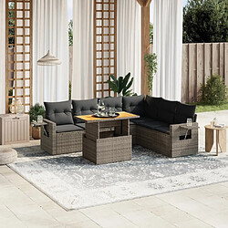 vidaXL Salon de jardin avec coussins 7 pcs gris résine tressée 