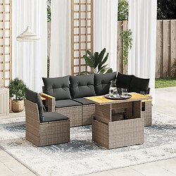 vidaXL Salon de jardin 6 pcs avec coussins gris résine tressée 