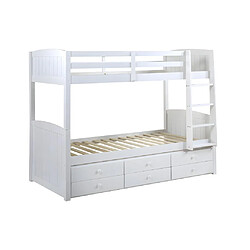 Avis Vente-Unique Lits superposés séparables ANCHISE II - 2 x 90 x 190 cm - Avec rangements - Pin blanc + matelas