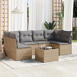 vidaXL Salon de jardin avec coussins 7 pcs beige résine tressée 