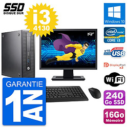 PC HP 600 G1 SFF Ecran 19" Intel Core i3-4130 RAM 16Go SSD 240Go Windows 10 Wifi · Occasion 