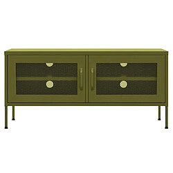 Avis Maison Chic Meuble TV scandinave - Banc TV pour salon Vert olive 105x35x50 cm Acier -MN81056