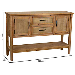 Pegane Meuble console, table console en bois naturel et métal avec 2 portes et 2 tiroirs - Longueur 122 x Profondeur 35 x Hauteur 81,5 cm