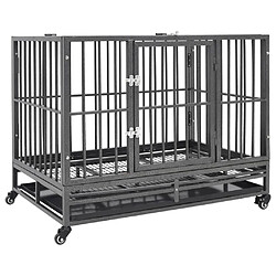 vidaXL Cage pour chien avec roues et toit Acier 102x72x85 cm