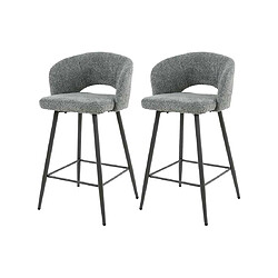 Avis Lisa Design Pattaya - lot de deux tabourets de bar - en tissu bouclette gris