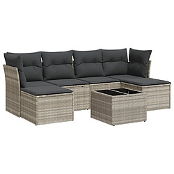 vidaXL Salon de jardin avec coussins 7 pcs gris clair résine tressée