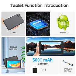 Avis Tablette Tactile 8 Pouces Android 13 Octa Core 4GB RAM 64GB ROM WiFi Gris YONIS