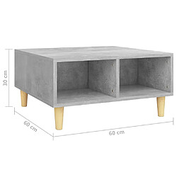 vidaXL Table basse gris béton 60x60x30 cm bois d'ingénierie pas cher