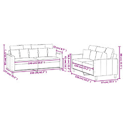 vidaXL Ensemble de canapés 2 pcs avec coussins Crème Velours pas cher