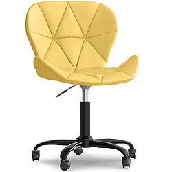 ICONIK INTERIOR Chaise de bureau avec roulettes - Chaise pivotante de bureau - Revêtement en similicuir - Structure noire Wito Jaune