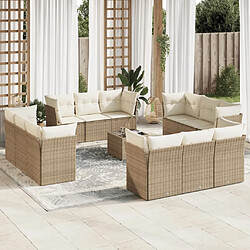 Maison Chic Salon de jardin avec coussins 13 pcs | Ensemble de Table et chaises | Mobilier d'Extérieur beige résine tressée -GKD78866