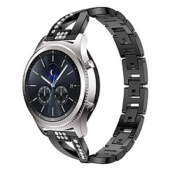 Wewoo Bracelet pour montre connectée Samsung GearS3 / Ticwatch Pro / HUAWEI GT Universel 22mm Diamant Métal noir 