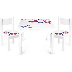 Leomark Table 'Yeti' et 2 chaises enfant Papillons