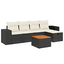 vidaXL Salon de jardin 6 pcs avec coussins noir résine tressée