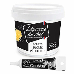 Scrapcooking Eclats sucrés pétillants 200 g + Stylo de glaçage noir