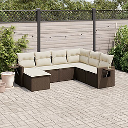 Maison Chic Salon de jardin avec coussins 7 pcs, Ensemble Tables et chaises de jardin, marron résine tressée -GKD369690