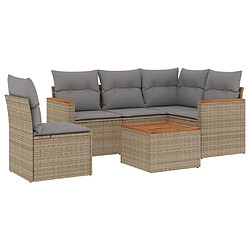 vidaXL Salon de jardin avec coussins 6pcs mélange beige résine tressée