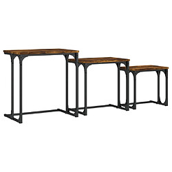 Maison Chic Lot de 3 Tables basses gigognes pour salon | Table à café chêne fumé bois d'ingénierie -GKD29329