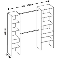 Pegane Armoire dressing en bois mélaminé avec 2 colonnes et 2 tiroirs coloris blanc - Longueur 160 x Profondeur 50 x Hauteur 185 cm