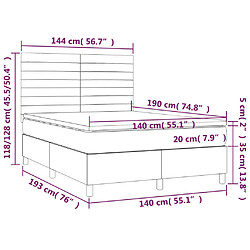 vidaXL Sommier à lattes de lit et matelas Gris foncé 140x190cm Velours pas cher