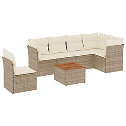 Maison Chic Salon de jardin avec coussins 7 pcs, Ensemble Tables et chaises de jardin, beige résine tressée -GKD286724 